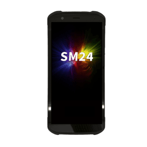 M3 Mobile SM24, Android, 6" HD+ display, 2.4 GHz octa-core, 8GB RAM, 128GB storage, 2D imager, NFC, Wi-Fi 6E, Bluetooth 5.3, 16MP/8MP cameras, IP67 and MIL-STD-810H certified with hot-swappable battery.