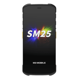 M3 Mobile SM25, 6" FHD+ display, 2.4GHz octa-core, 8GB RAM, 128GB storage, 2D CM60E imager, 5G, eSIM, SIM, Wi-Fi 6E, Bluetooth 5.3, NFC, 4000mAh hot-swappable battery, IP67, MIL-STD-810H, black.